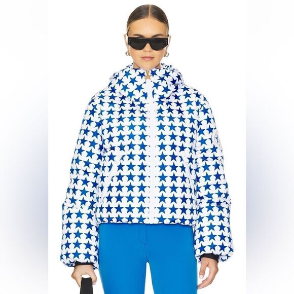 Goldbergh Jackets & Blazers - Goldbergh Olympe Goose Down Puffer Ski Jacket NWT US 12 Large White Blue Stars